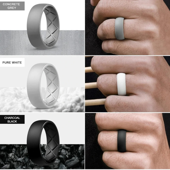 NIB 7 Inner Arc Breathable Silicone Rings - Picture 2 of 8